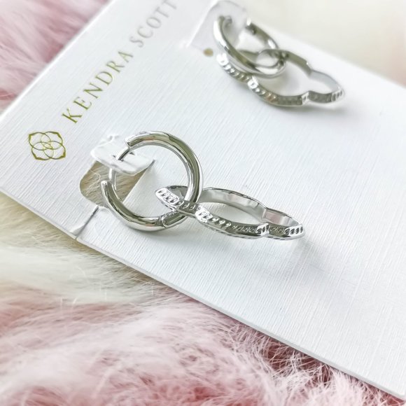 Kendra Scott Silver Abbie Convertible Huggie Earrings - Picture 2 of 3